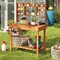 Wooden Potting Bench Table 61" Garden Planting Workstation with 3-Tier Open Shelf-Brown